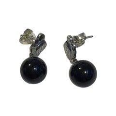 Georg Jensen Sterling Silver / Onyx Moonlight Grapes Earrings 'Studs'