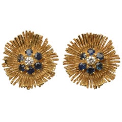Vintage Tiffany Sapphire Diamond Gold Earrings