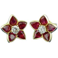 Ruby Diamond Gold Earrings