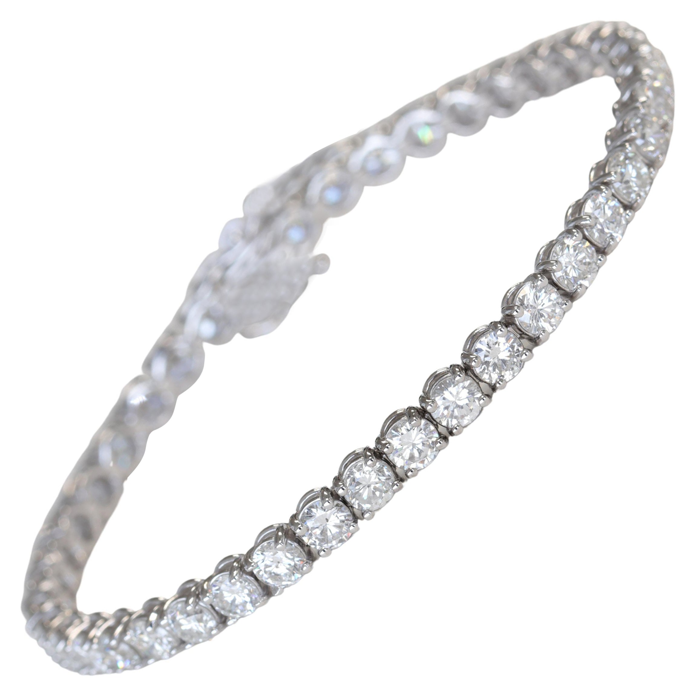 Bracelet de tennis avec diamants ronds de 9,94 carats et taille brillante
