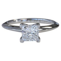 Tiffany & Co. Princess Cut Diamond & Platinum Classic Solitaire Engagement Ring