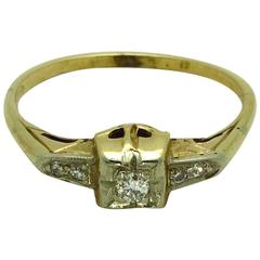 Vintage 1940s Diamond Gold Ring 