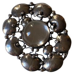 Mary Gage Sterling Silver Brooch with Rock Crystal Cabochon