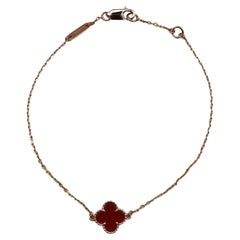 Used Van Cleef & Arpels Sweet Alhambra Rose Gold and Carnelian Bracelet