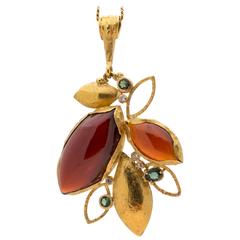 Garnet Tourmaline Diamond Gold Drop Pendant 5