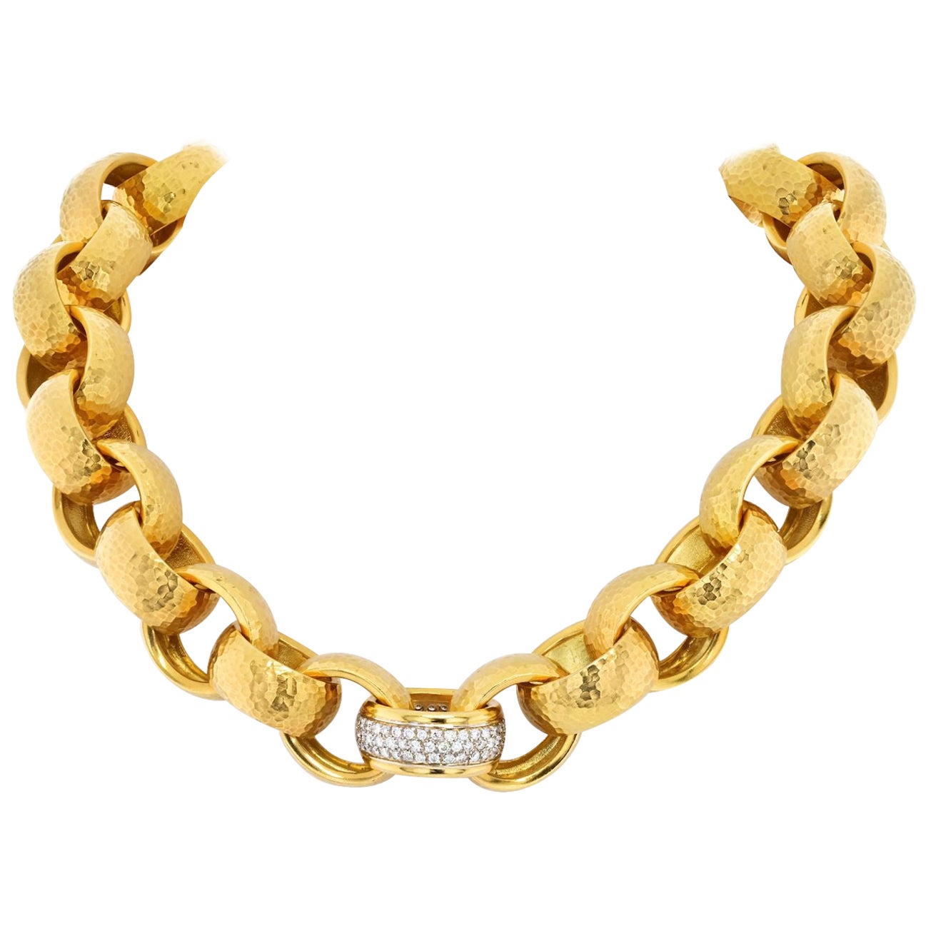 18K Yellow Gold Large Oversized Link Chain Necklace