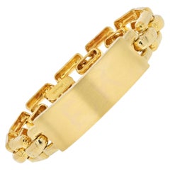 David Webb 18K Yellow Gold Satin Finish ID Tag Chain Bracelet