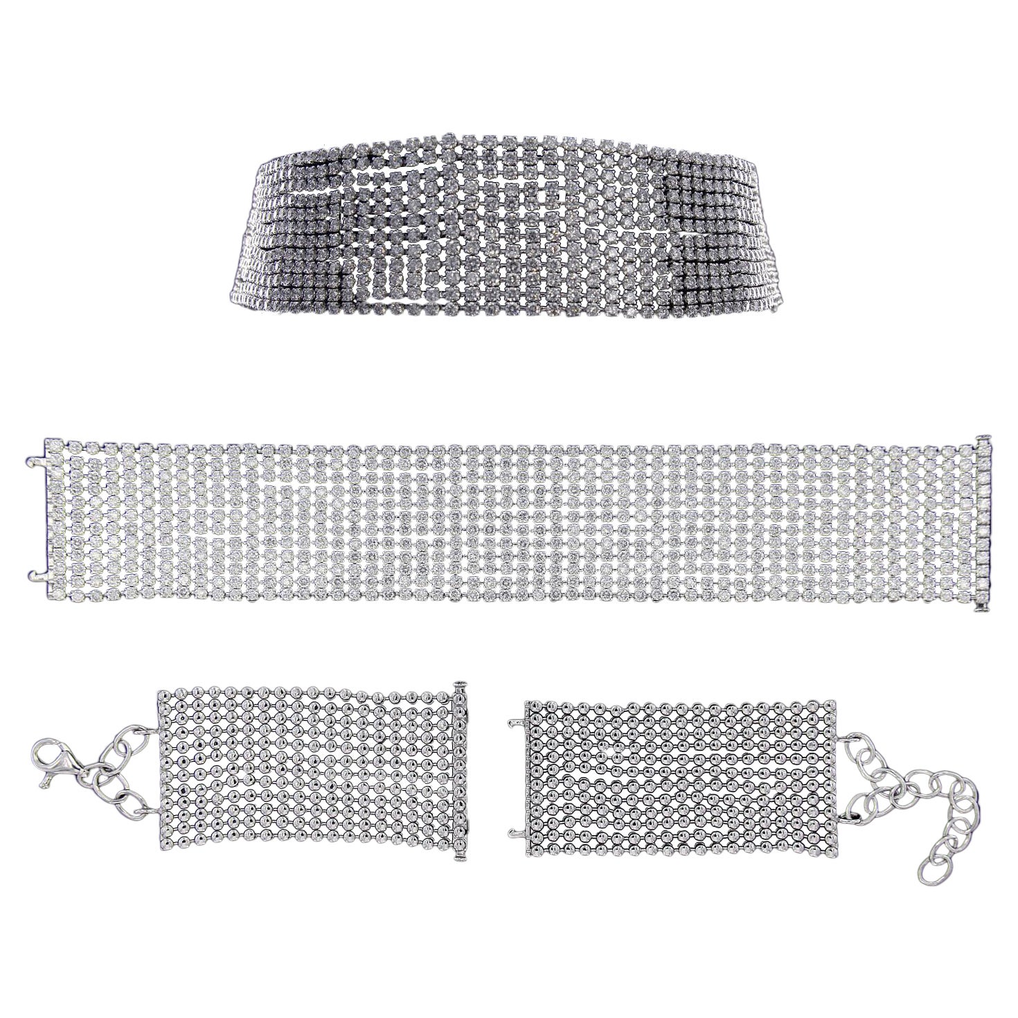 Trendy 18 Karat White Gold and Diamond Choker Necklace For Sale
