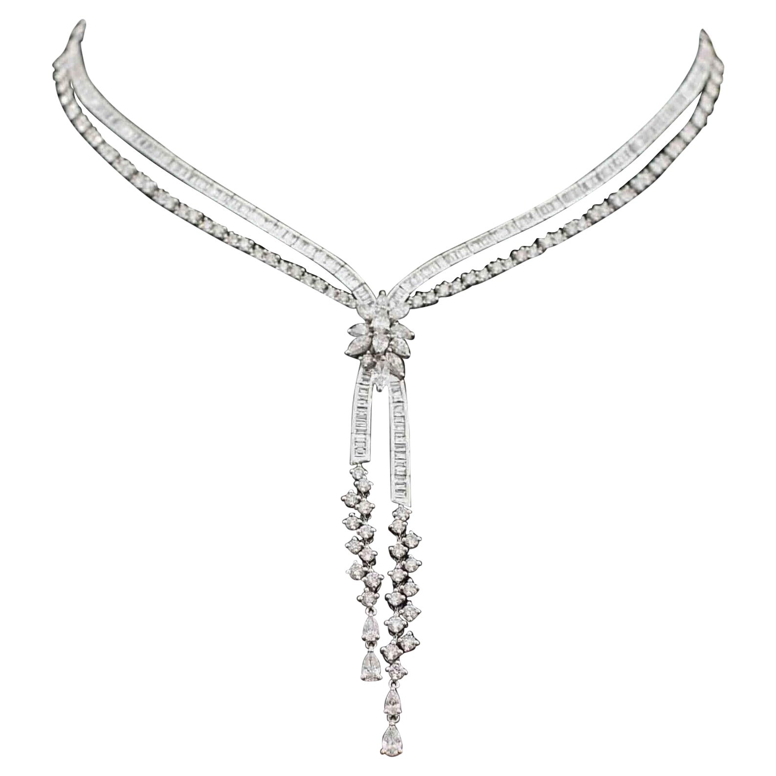 Glamourous 18 Karat White Gold and Diamond Necklace