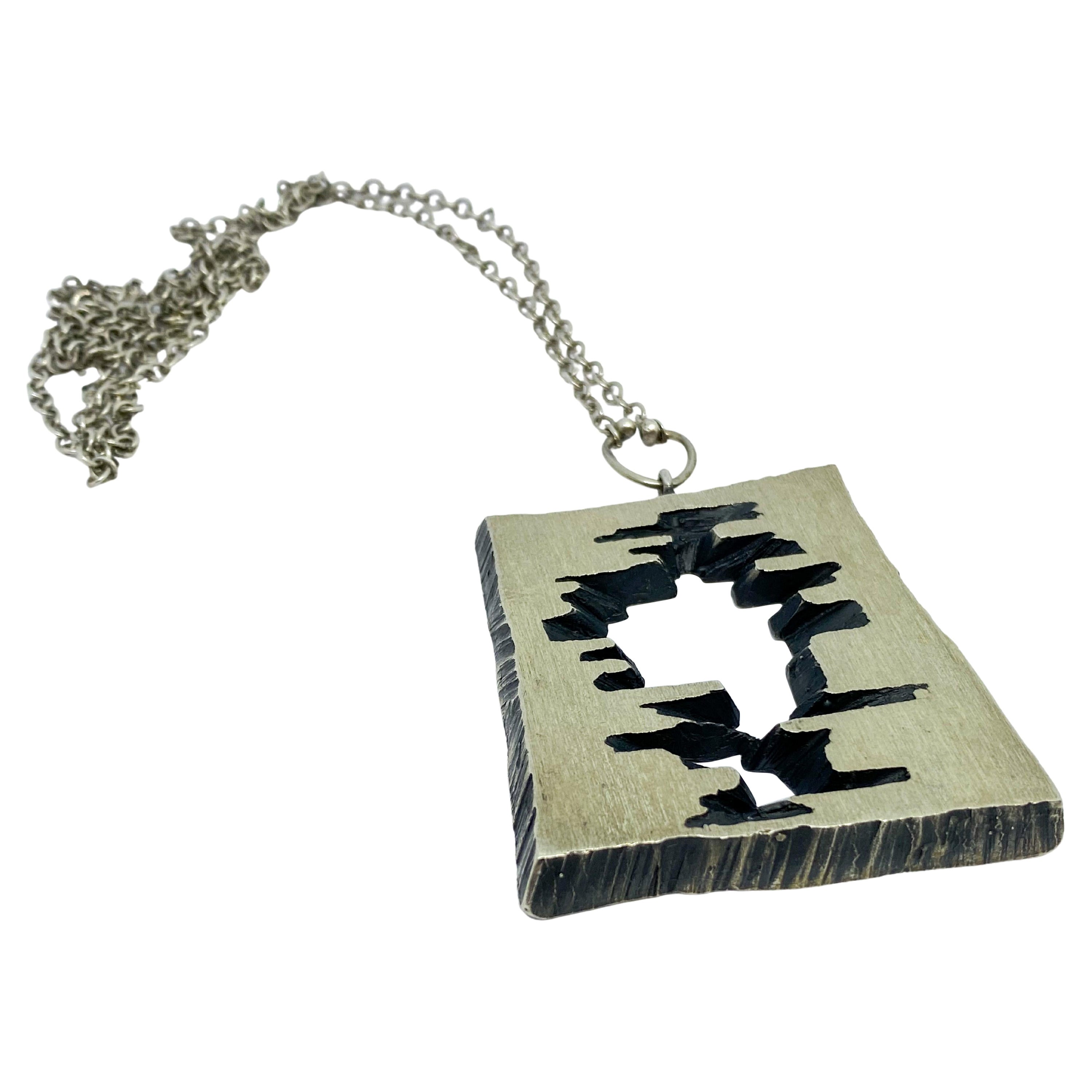 Sten and Laine Sterling Silver Big Brutalist Finnish Modernist Necklace, 1975