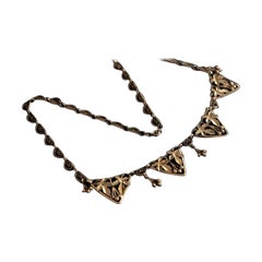 Antique French Golden Chain, Antique Golden Fancy Link Edwardian Golden Necklace