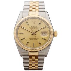 Rolex Yellow Gold Stainless Steel Datejust Champagne Automatic Wristwatch