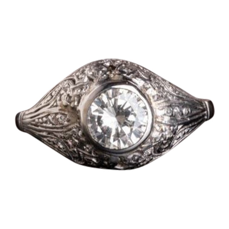 For Sale:  0.8CT Antique Art Deco Solitaire Diamond Engagement Ring Antique Engagement Ring