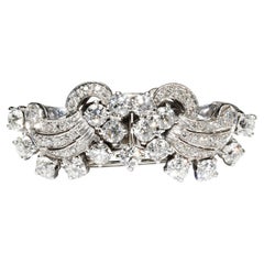 Art Deco Diamond and Platinum Brooch and Earrings Double Clip, Circa 1930
