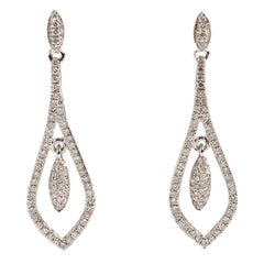 Pretty Diamond Drop Earrings, 18 Carat White Gold, Est 0.39ct Diamonds.
