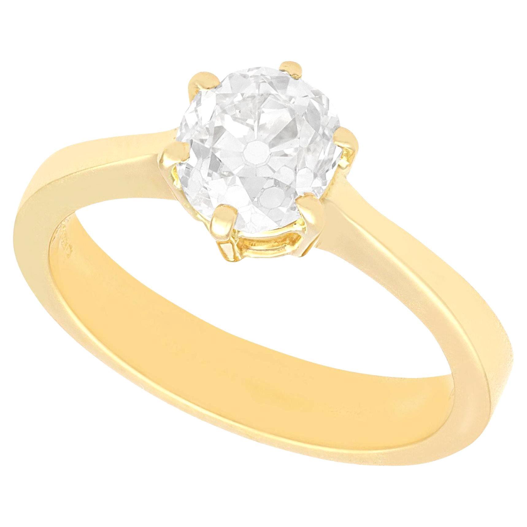 Vintage French 1.38 Carat Diamond and Yellow Gold Solitaire Ring For