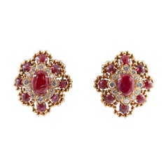Vintage David Webb Ruby and Diamond Clip-On Earrings