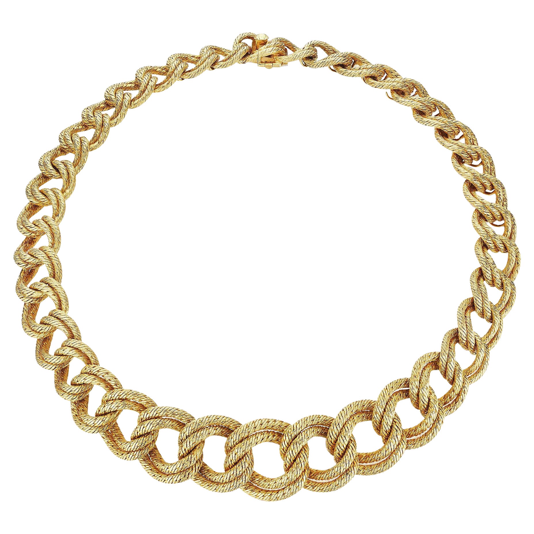 Van Cleef & Arpels Gold Double Curb Link Necklace, Paris, circa 1950 For Sale