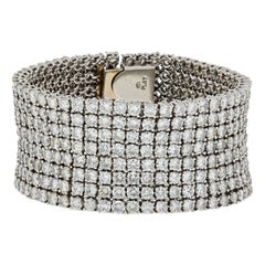 Platinum 55 Carat Diamond Carpet Multi Row Bracelet