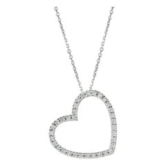 0.40 Carat Natural Diamond Heart Necklace G SI 14K White Gold Chain