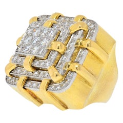 David Webb 18K Yellow Gold Bold Diamond Ring