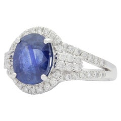 Platinum, Ceylon Sapphire & Diamond Ring