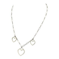 Tiffany & Co. 18K White Gold Three Heart Pendant Necklace