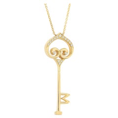 14K Gold Diamond Key Charm Necklace