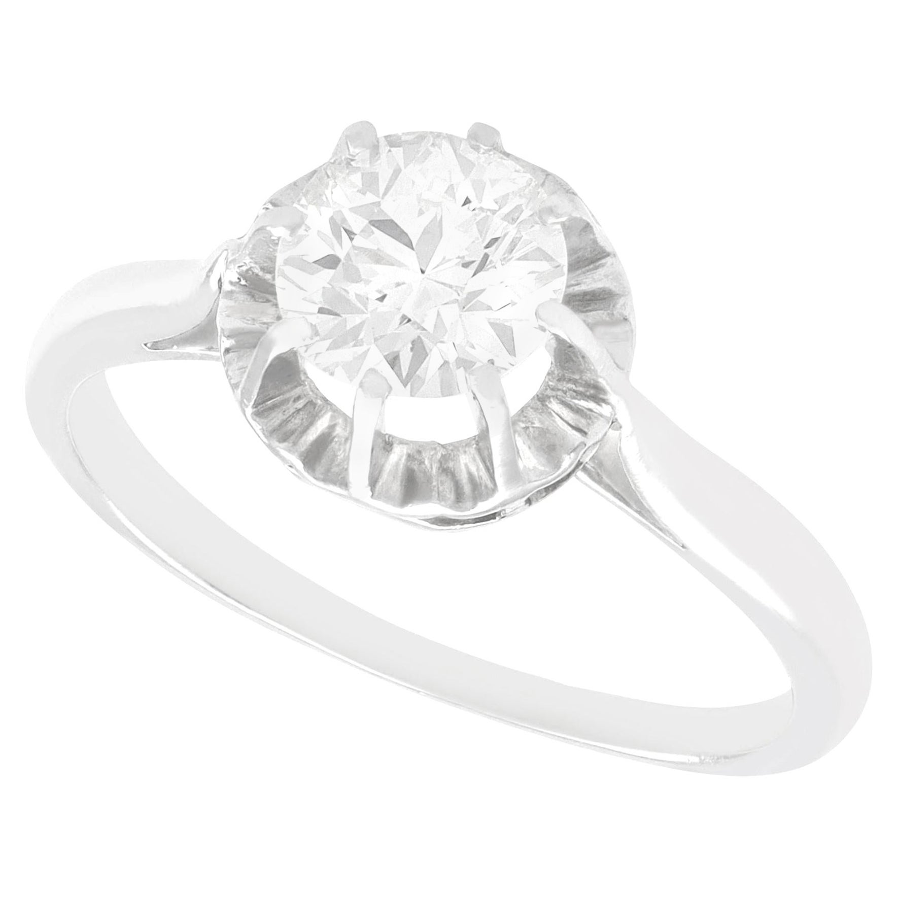 Anillo de compromiso solitario de platino y diamante de 1,00 quilate Antique French
