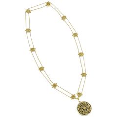 1880s Leon Gariod Paris Belle Epoque Enamel Gold Link Necklace and Locket 12