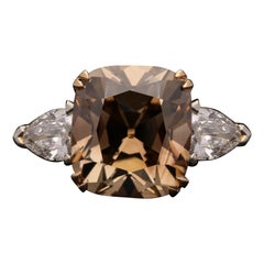 4.13ct Fancy Dark Orange-Brown Old Mine Cut Diamond Ring Pear Shape Shoulders