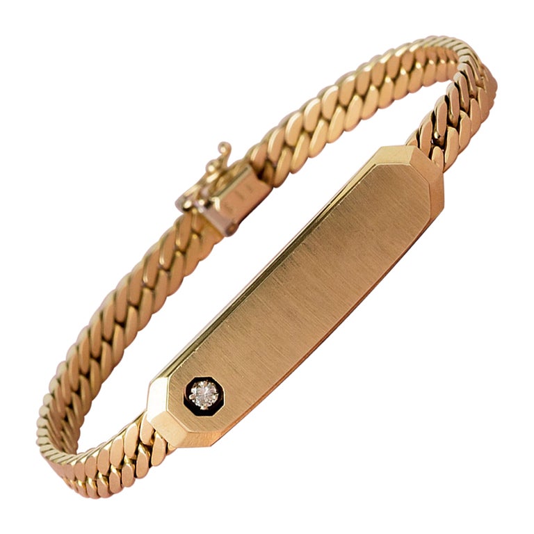 Gold and Diamond Tag Bracelet at 1stDibs