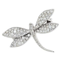 18K White Gold 2.50cts Diamond Dragonfly Brooch