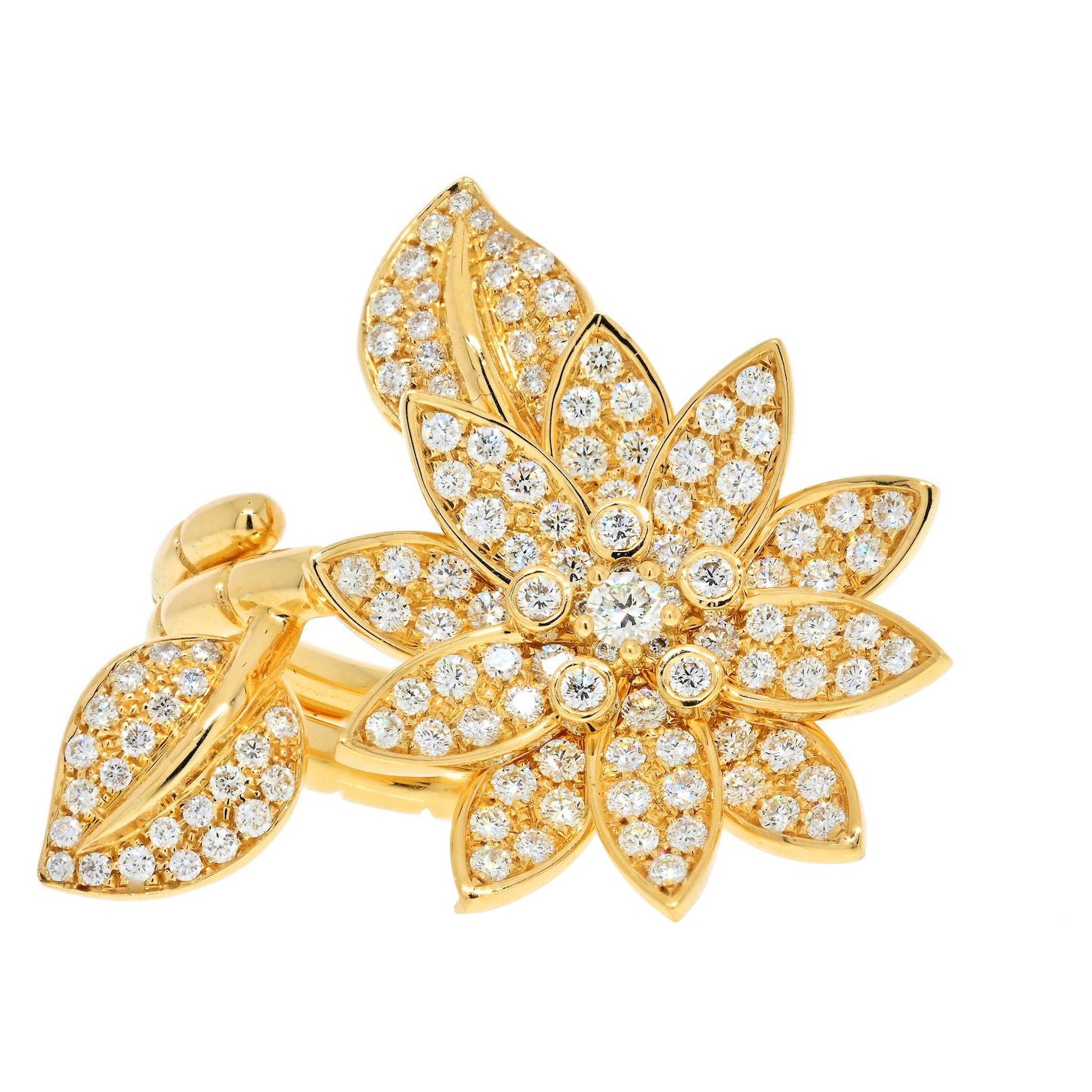 Van Cleef & Arpels 18K Yellow Gold Lotus Between The Finger Ring