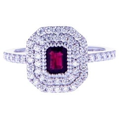 0.37 Ct Natural Ruby 0.57 Ct Diamonds 18kt White Gold Engagement Ring