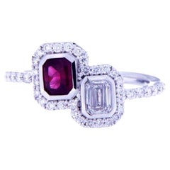 0.49 Ct Natural Ruby 0.27 Ct Diamonds 18kt White Gold Fashion Ring