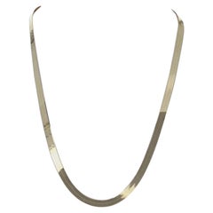 Yellow Gold Herringbone Chain Necklace, 10k, Italy