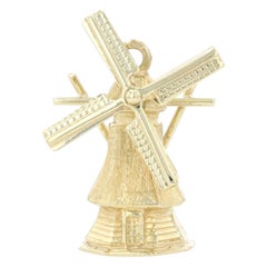 Yellow Gold Windmill Charm, 14k Holland Travel Souvenir Moves