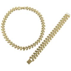 Tiffany & Co. Mid Century Gold Link Necklace and Bracelet Suite