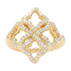 David Yurman Venetian Quatrefoil Diamond Cocktail Ring, Yellow Gold 18k .45ctw