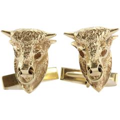 1950s Schira Bros. Solid Gold Bull Market Cuff Links 