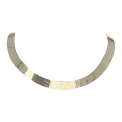 Yellow Gold Omega Chain Necklace, 14k Choker, Italy