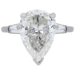 6.21 Carat Pear Shape Diamond Platinum Engagement Ring