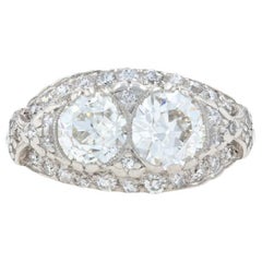1.69ctw European Cut Diamond Art Deco Ring, Platinum Vintage Milgrain