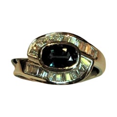 1.25 Carat Oval Sapphire, 1.17 Carat Diamonds White Gold Classic Engagement Ring