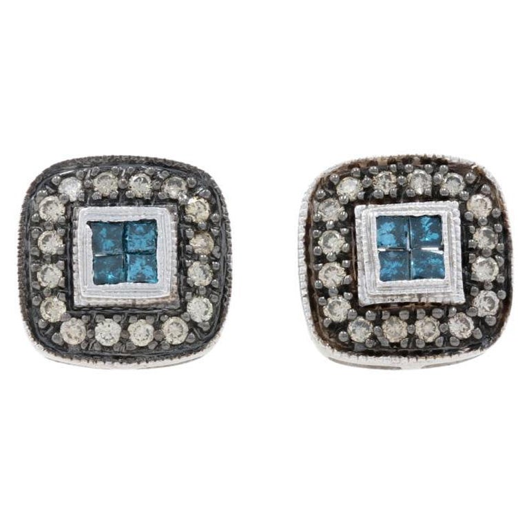 Vintage 10KT Gold Cluster Diamond Stud Earrings, 1/2 Ctw Diamond Stud