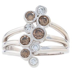 Weißgold Bypass-Ring mit braunem Fancy-Diamant, 14k runder Brillant 1,00ctw