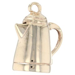 Yellow Gold Coffee / Tea Kettle Charm, 14k Hot Beverages