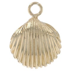 Yellow Gold Seashell Charm, 14k Ocean Beach Vacation Keepsake