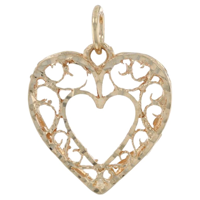 Yellow Gold Heart Pendant, 14k Love Gift For Sale at 1stDibs